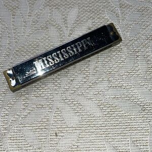 Silver Harmonica with Mississippi Engraving